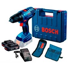 Аккумуляторная дрель-шуруповерт Bosch Professional GSR 180-LI + 2 акб GBA 18 В по 2.0 Ah + з/у GAL 18V-20 в кейсе + набор принадлежностей