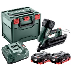 Акумуляторний цвяхозабивач Metabo NFR 18 LTX 90 BL із 2 акб 18V LIHD 4Ah і з/п ASC 145 в MetaBox 340