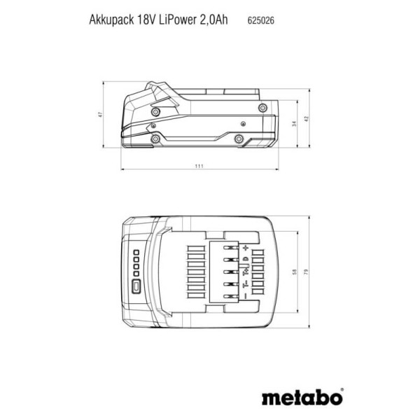 Аккумуляторный блок Metabo Li-Power 18V 2.0 Ah