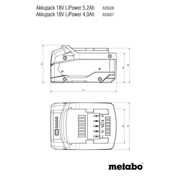 Аккумуляторный блок Metabo Li-Power 18V 5.2 Ah