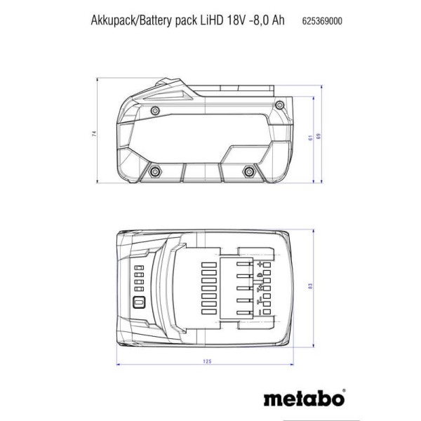 Аккумулятор Metabo LiHD 18V 10.0 Ah