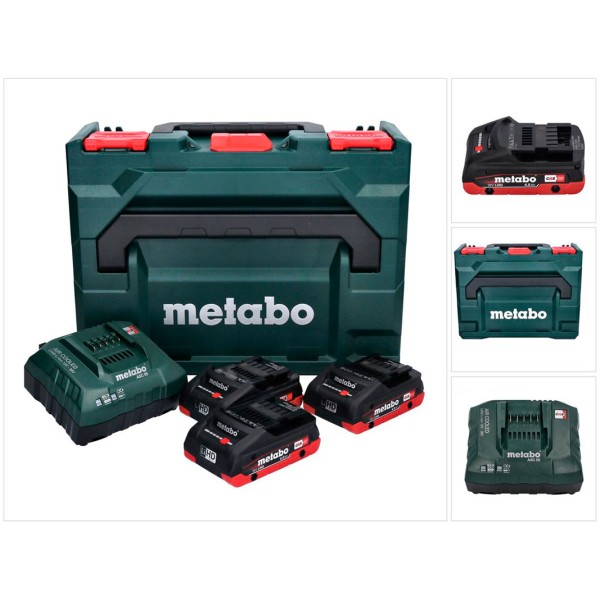 Базовый комплект Metabo 3 акб LiHD на 4.0 Ah с з/у ASC 55 в кейсе MetaBox 145