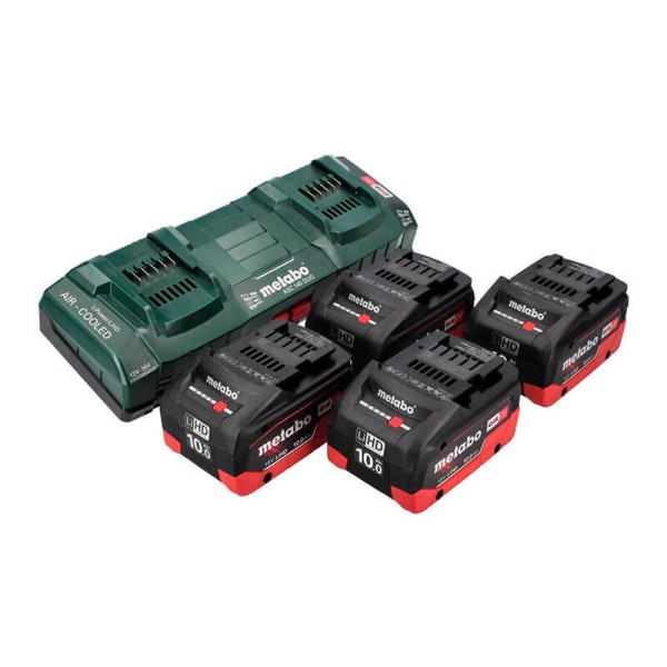 Базовый комплект Metabo 4 акб LiHD на 10 Ah с з/у ASC 145 Duo в кейсе MetaBox 145