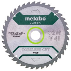 Пильный диск Metabo HW/CT, 216x1,8х30 мм, 40 WZ 5°