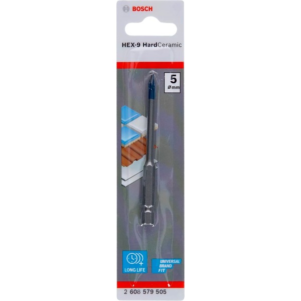 Свердло по склу та кераміці Bosch HEX-9 HardCeramic 5x90 мм