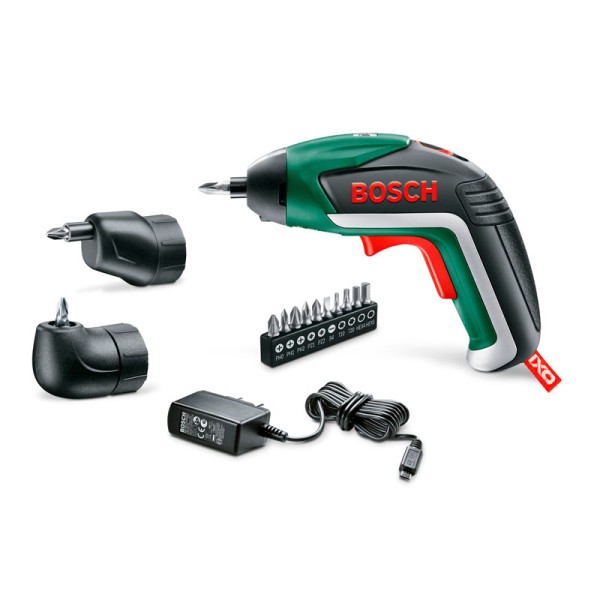 Акумуляторна викрутка Bosch IXO в футлярі з кутовою і ексцентриковою насадками та з/п