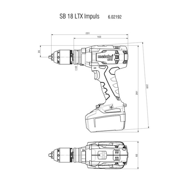 Аккумуляторная ударная дрель-шуруповерт Metabo SB 18 LTX Impuls (каркас)