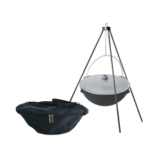 Казан чугунный азиатский 8 л с алюминиевой крышкой, треногой и чехлом