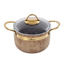Кастрюля Brioni антипригарная "Royal Stone Ti̇gereye Gold" 18 см, 2,5 л