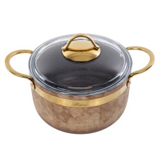 Кастрюля Brioni антипригарная "Royal Stone Ti̇gereye Gold" 20 см, 3 л