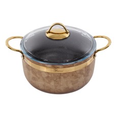 Кастрюля Brioni антипригарная "Royal Stone Ti̇gereye Gold" 24 см, 5 л