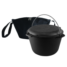Казан чугунный туристический Brizoll 8л с крышкой-сковородой и чехлом