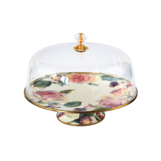 Тортовница эмалированая "PEONY" Elmani с крышкой на ножке, 30 см