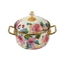 Кастрюля эмалированая "PEONY" Elmani с крышкой, 2,1 л, 16 см