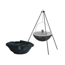 Казан чугунный с алюминиевой азиатский с крышкой 6 л, треногой и чехлом