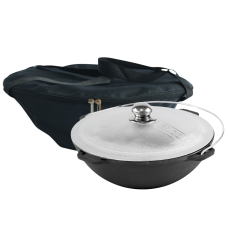 Казан чугунный азиатский 6 л с алюминиевой крышкой и чехлом