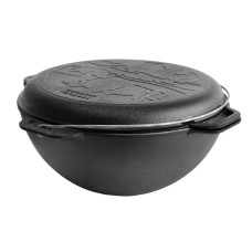 Казан чугунный азиатский с крышкой-сковородой 12 л