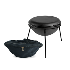 Казан чугунный азиатский 10 л с крышкой-сковородой, чехлом и подставкой