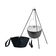 Казан чугунный туристический 10 л c алюминиевой крышкой, треногой и чехлом