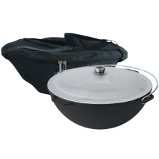 Казан чугунный азиатский 10 л с алюминиевой крышкой и чехлом