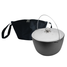 Казан чугунный туристический c алюминиевой крышкой 12 л и чехлом