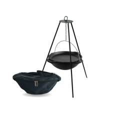 Казан чугунный азиатский 12 л с крышкой-сковородой, чехлом и треногой