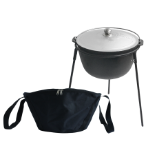 Казан чугунный туристический c алюминиевой крышкой 12 л, подставкой и чехлом