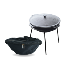 Казан чугунный азиатский 12 л с крышкой, чехлом и подставкой