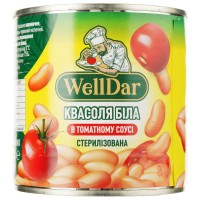 Фасоль белая в томатном соусе стерилизованная WellDar 410 г (4840019005001)