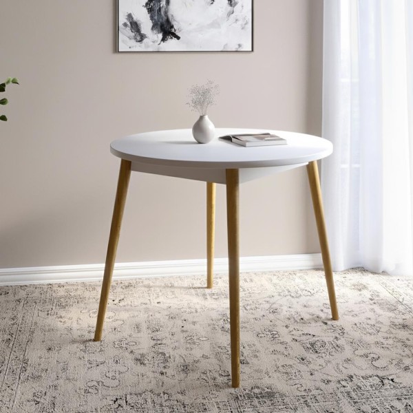 Обідній стіл круглий LION Маямі-1 дерев'яні ніжки Німфея Альба (LION-041002)