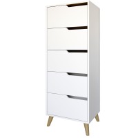 Комод високий з ніжками в кольорі Горіх світлий 5 ящиків М-ЗОН Борн 500 Німфея Альба (білий) (MZN-031111)