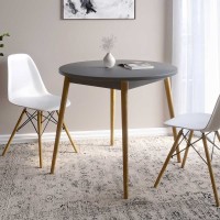 Обідній стіл круглий LION Маямі-1 дерев'яні ніжки Антрацит (LION-041146)