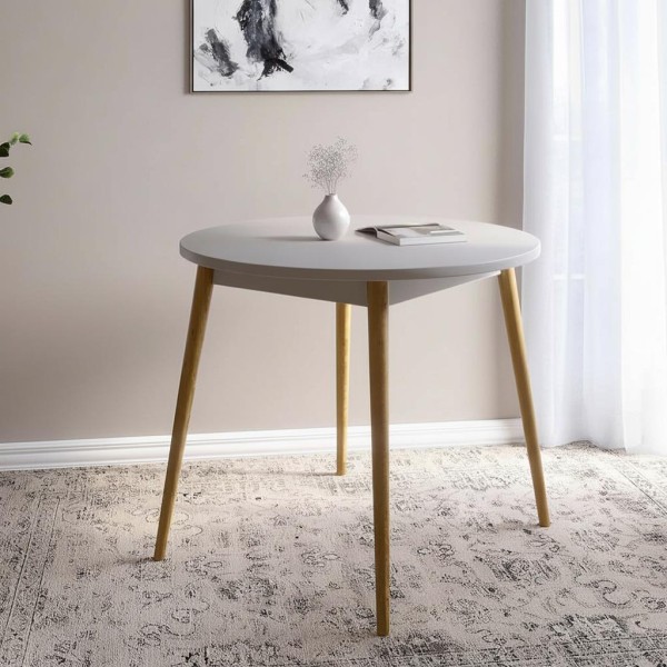 Обідній стіл круглий LION Маямі-1 дерев'яні ніжки Кашемір (LION-041156)