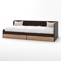 Односпальная кровать с ящиками Эверест Соната-800 80х190 см венге темный + дуб крафт золотой (DTM-2107)
