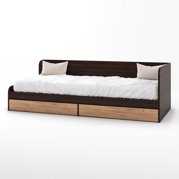 Односпальне ліжко з ящиками Еверест Соната-800 80х190 см венге темний/дуб крафт золотий (DTM-2107)