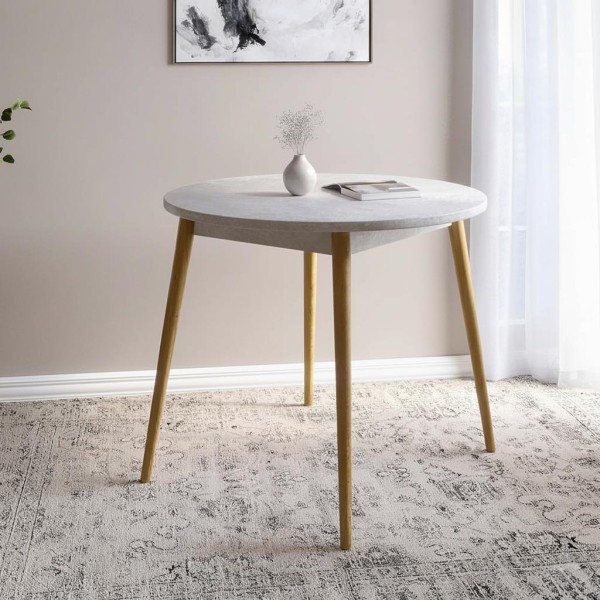 Обідній стіл круглий LION Маямі-1 дерев'яні ніжки Бетон (LION-041147)