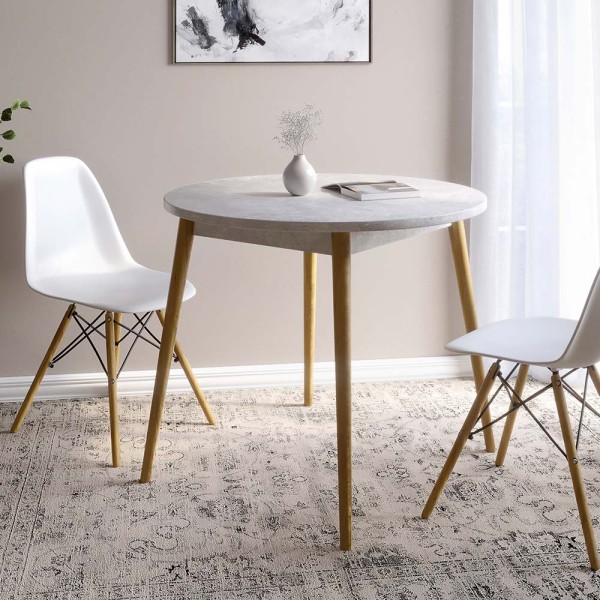 Обідній стіл круглий LION Маямі-1 дерев'яні ніжки Бетон (LION-041147)