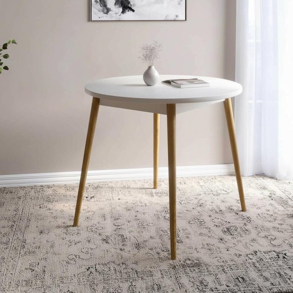 Обідній стіл круглий LION Маямі-1 дерев'яні ніжки Бетон Style (LION-041148)