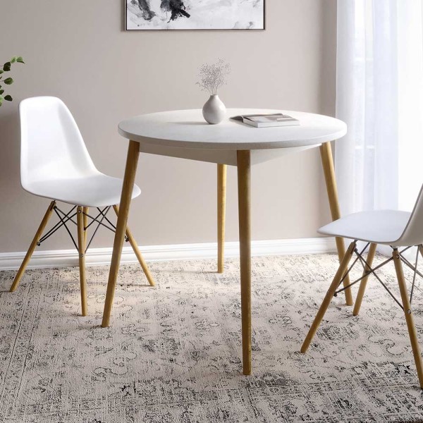 Обідній стіл круглий LION Маямі-1 дерев'яні ніжки Бетон Style (LION-041148)