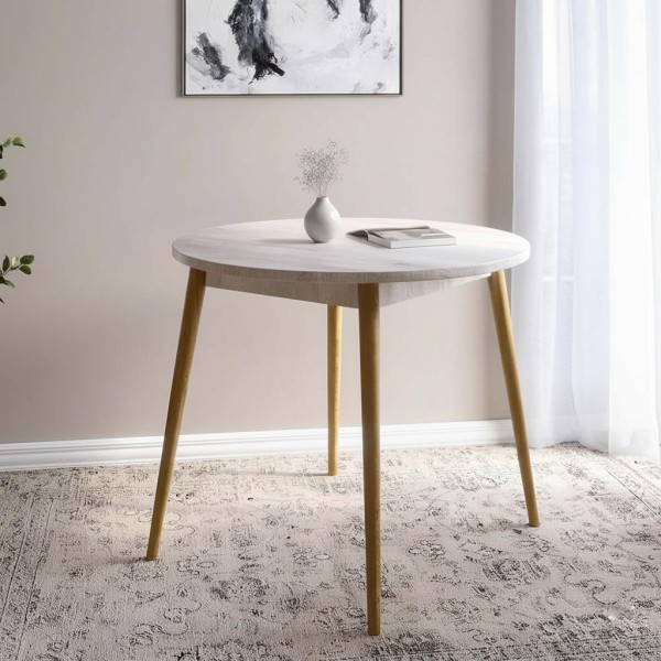 Обідній стіл круглий LION Маямі-1 дерев'яні ніжки Самоа димчастий (LION-041158)