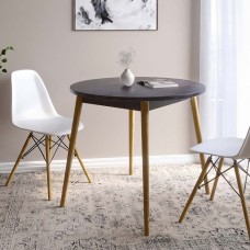 Обідній стіл круглий LION Маямі-1 дерев'яні ніжки Бетон темний (LION-041149)