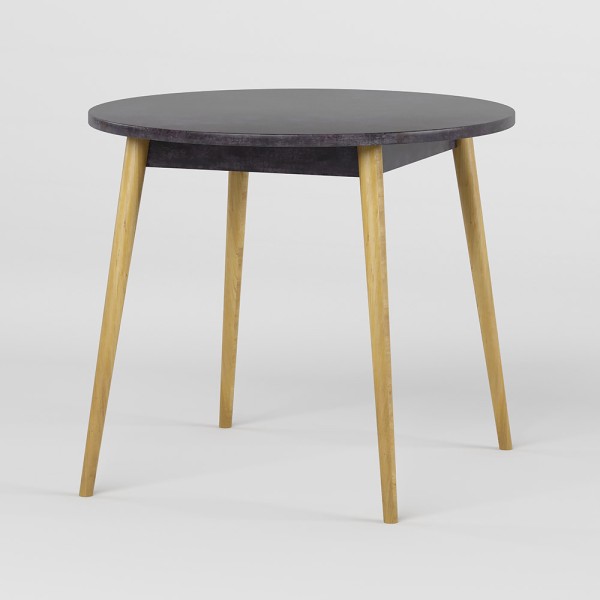Обідній стіл круглий LION Маямі-1 дерев'яні ніжки Бетон темний (LION-041149)