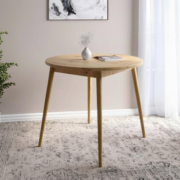 Обідній стіл круглий LION Маямі-1 дерев'яні ніжки Дуб Артизан (LION-041151)