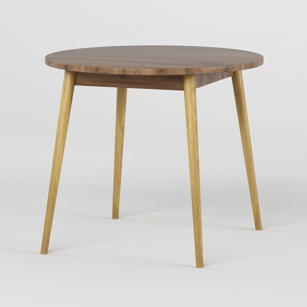 Обідній стіл круглий LION Маямі-1 дерев'яні ніжки Дуб Ліворно (LION-041152)