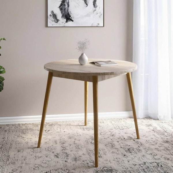 Обідній стіл круглий LION Маямі-1 дерев'яні ніжки Дуб Сонома (LION-041153)