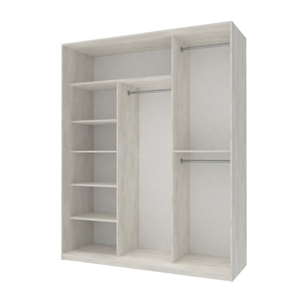 Шафа-купе трьохдверна Doros Сіті Лайт 180х60х225 см Біле дерево/3 Дзеркала (DRS-011076)