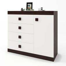 Комод с дверью и 4-мя ящиками Эверест Соната-5 105х38х94 венге темный + белый (DTM-2064)