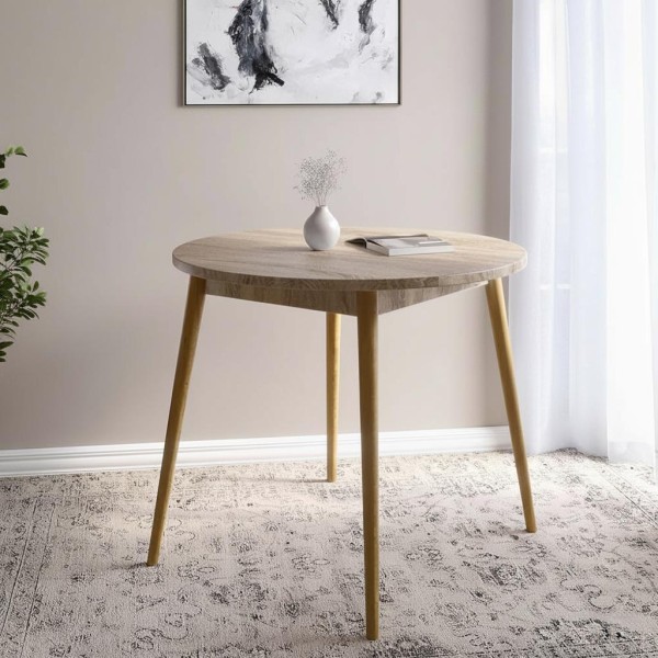 Обідній стіл круглий LION Маямі-1 дерев'яні ніжки Дуб Сонома трюфель (LION-041154)