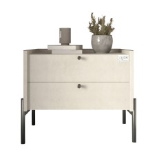 Тумба приліжкова LION Wood з двома шухлядами Бетон style (чорні ножки) (LION-041339)