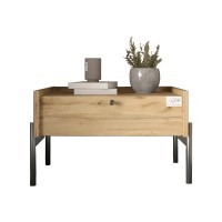 Тумба прикроватная LION Wood с одним ящиком Дуб Аппалачи (черные ножки) (LION-041315)